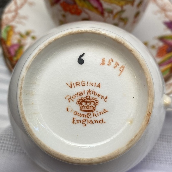 6 Royal Albert cups and saucers 1930 “Virginia”. RARE - Picture 9 of 16